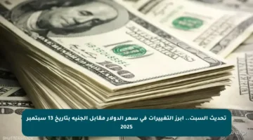 تحديث السبت.. أبرز التغييرات في سعر الدولار مقابل الجنيه بتاريخ 13 سبتمبر 2025